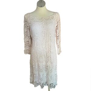 Ralph Lauren Women’s Blush Pink Lace Dress with Built In Slip